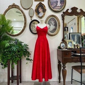 Elegant Red Satin A-Line Dress with Spaghetti Straps